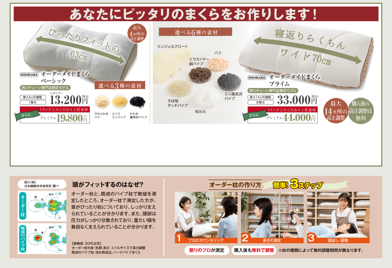 あなたにピッタリのまくらをお作りします！